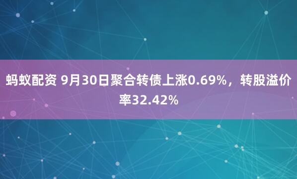 蚂蚁配资 9月30日聚合转债上涨0.69%，转股溢价率32.42%