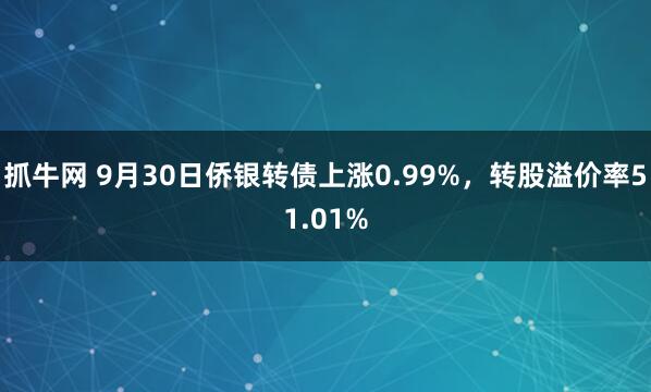 抓牛网 9月30日侨银转债上涨0.99%，转股溢价率51.01%