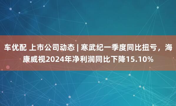 车优配 上市公司动态 | 寒武纪一季度同比扭亏，海康威视2024年净利润同比下降15.10%